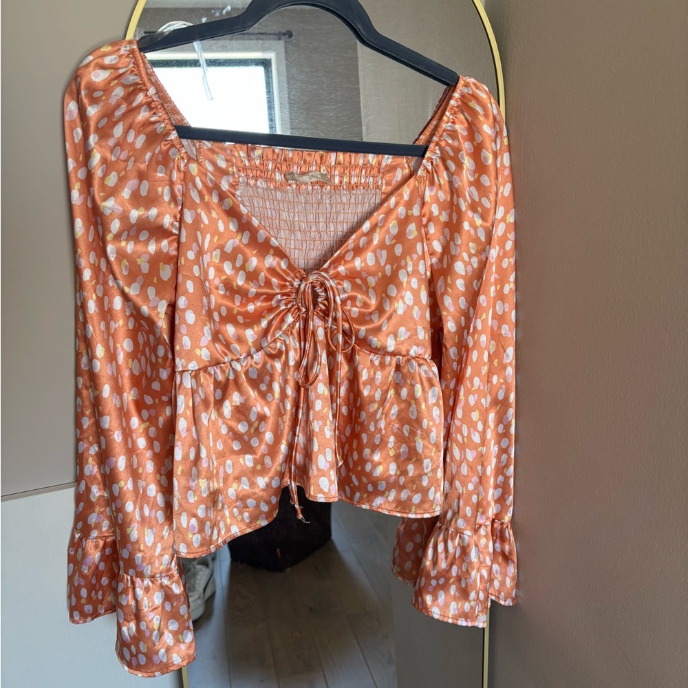 Orange Polka Dot Women's Top
